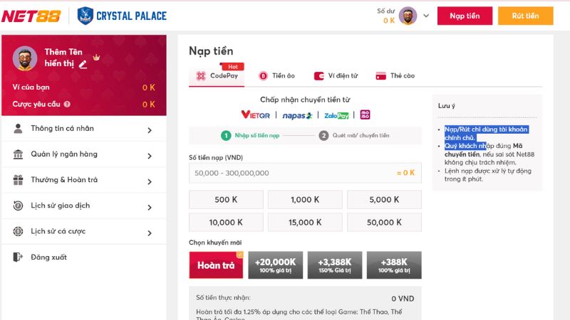 Hướng dẫn nạp tiền NET88 1 hướng dẫn nạp tiền NET88