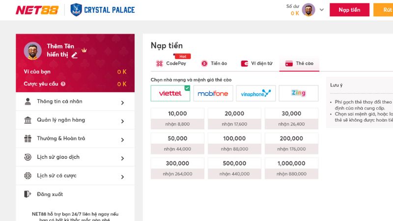 hướng dẫn nạp tiền NET88 hướng dẫn nạp tiền NET88