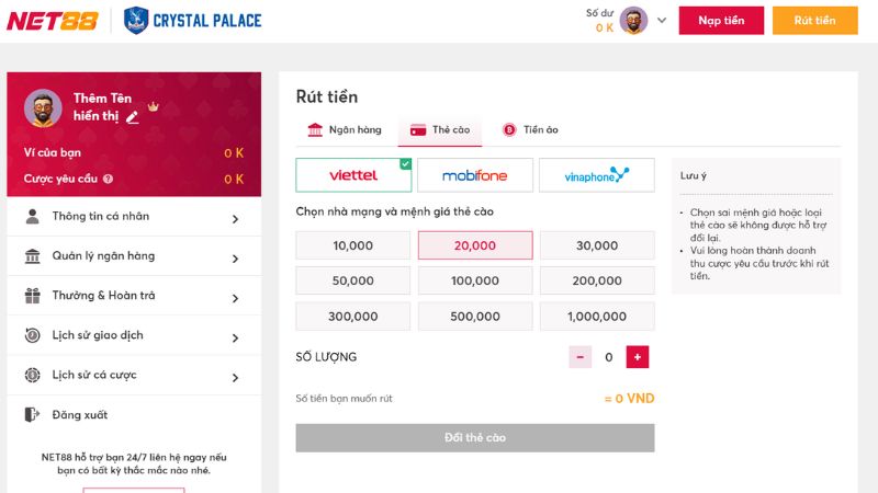 hướng dẫn rút tiền NET88 hướng dẫn rút tiền NET88