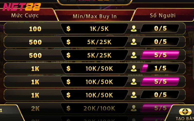 xì tố Game xì tố dạng Draw
